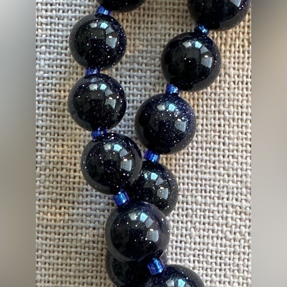20-1/2 inch Blue Goldstone bead necklace NWOT - Picture 9 of 15